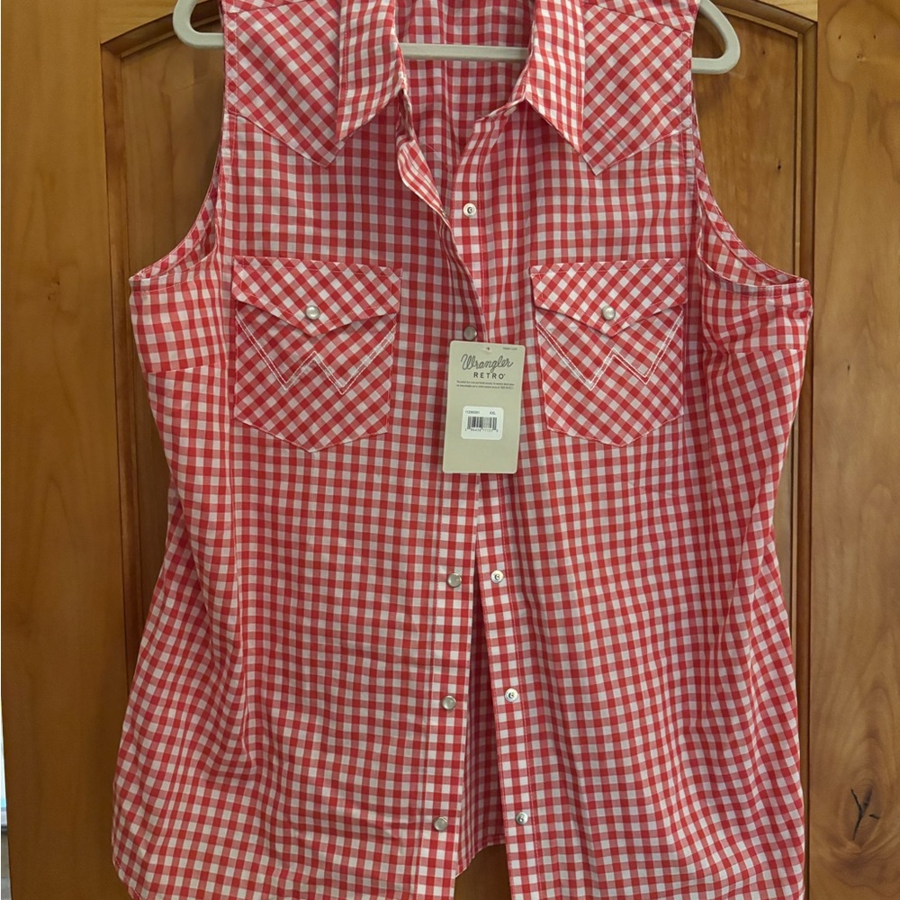Wrangler Red Checkered Sleeveless women Shirt